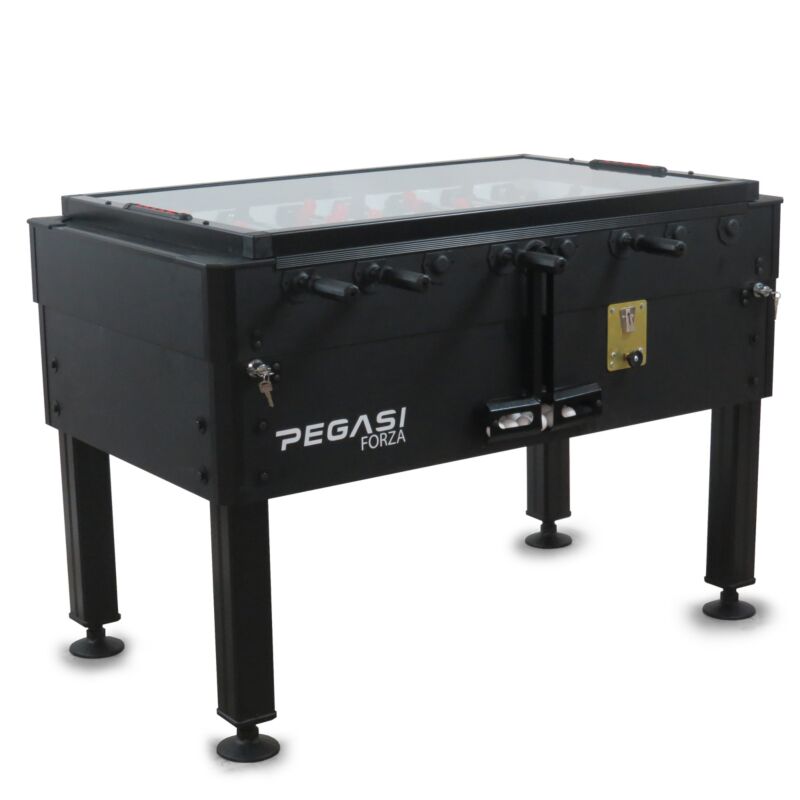 Voetbaltafel Pegasi | Forza Premium Black | Glasplaat | Muntinworp